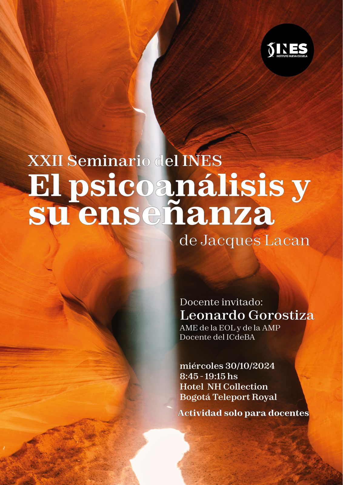 XXII SEMINARIO INES. El psicoanálisis y su enseñanza. Miércoles 30 de Octubre de 2024.